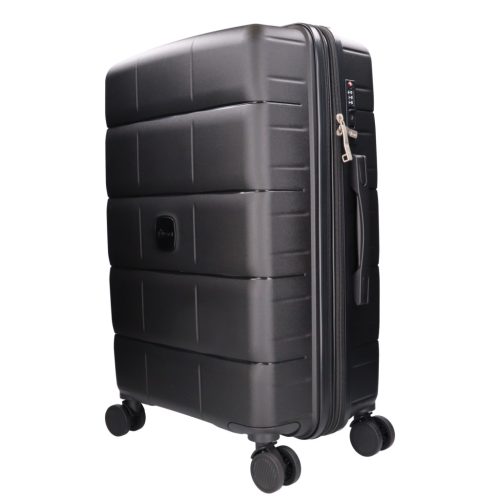 5901 fekete háromrészes bőrönd szett