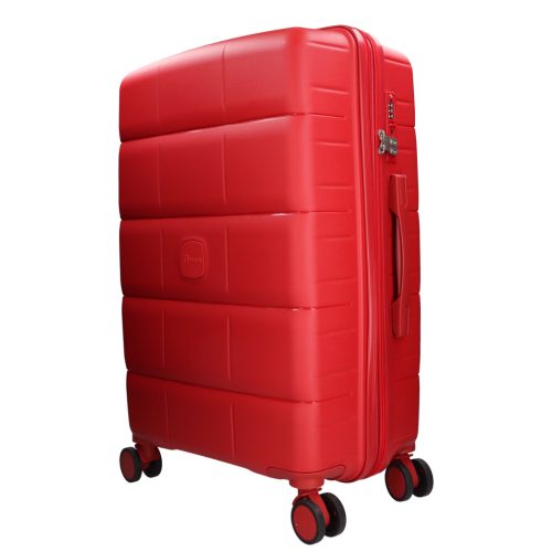 5901 piros háromrészes bőrönd szett