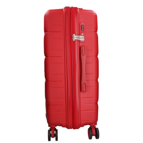 5901 piros háromrészes bőrönd szett