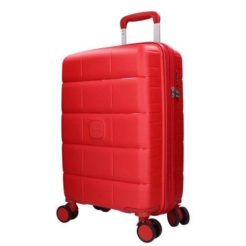 5901 piros háromrészes bőrönd szett