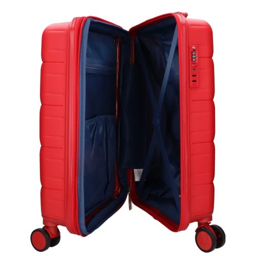 5901 piros háromrészes bőrönd szett