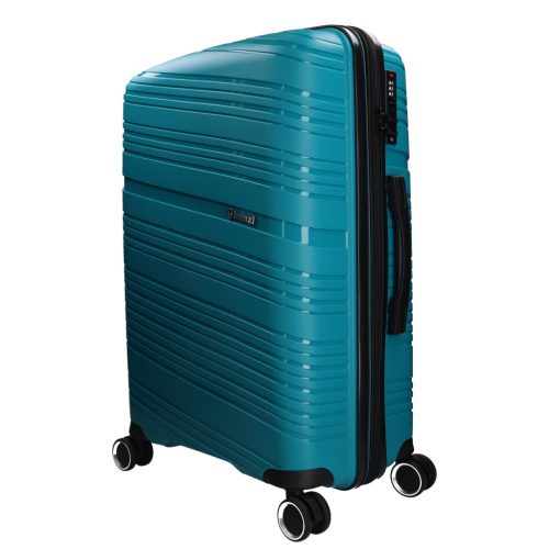 5904 türkiz háromrészes bőrönd szett