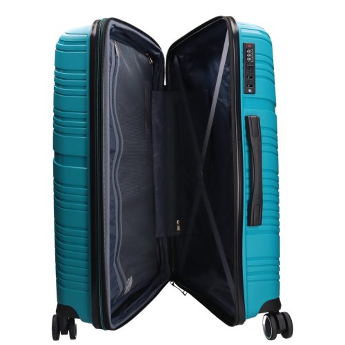 5904 türkiz háromrészes bőrönd szett