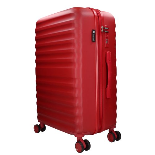 5906 piros három részes bőrönd szett