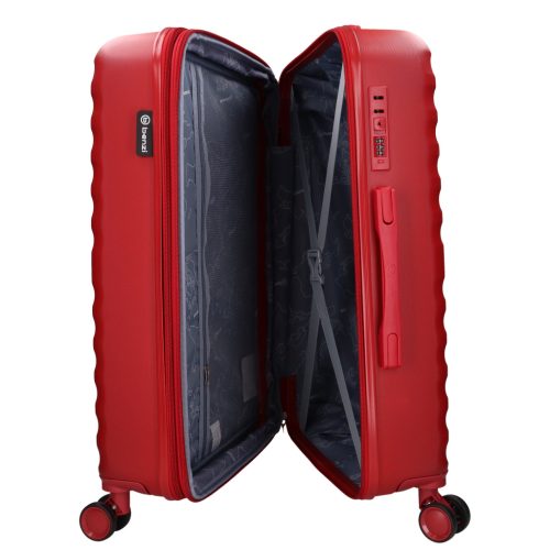 5906 piros három részes bőrönd szett