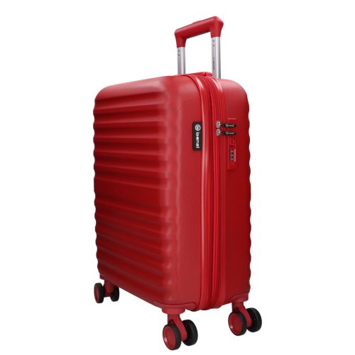 5906 piros három részes bőrönd szett