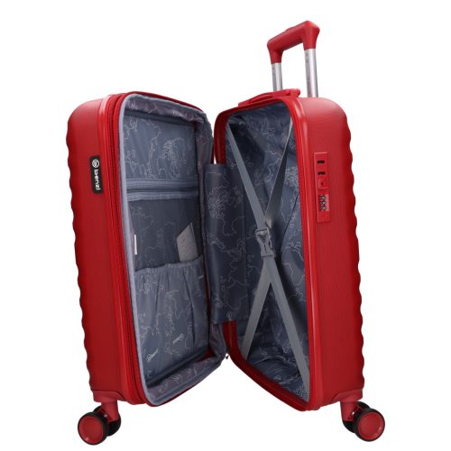 5906 piros három részes bőrönd szett