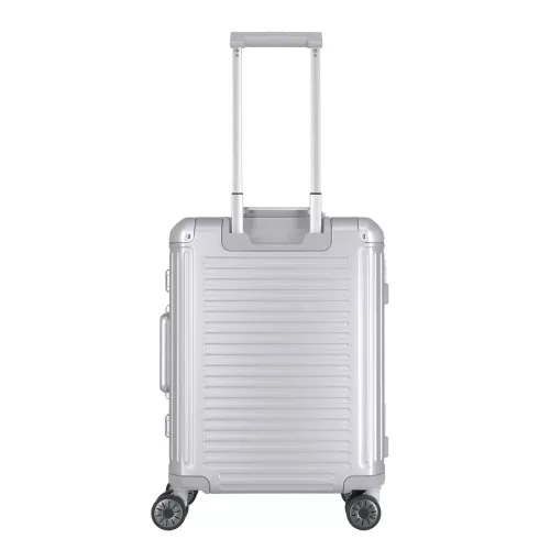 Next S+ ezüst laptoptartós kabin méretű prémium alumínium bőrönd 