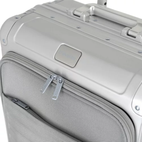 Next S+ ezüst laptoptartós kabin méretű prémium alumínium bőrönd 