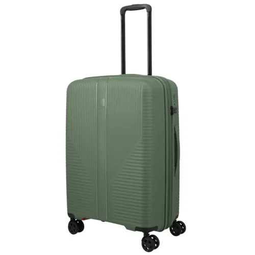 Air Stripe M zöld bővíthető közepes méretű bőrönd
