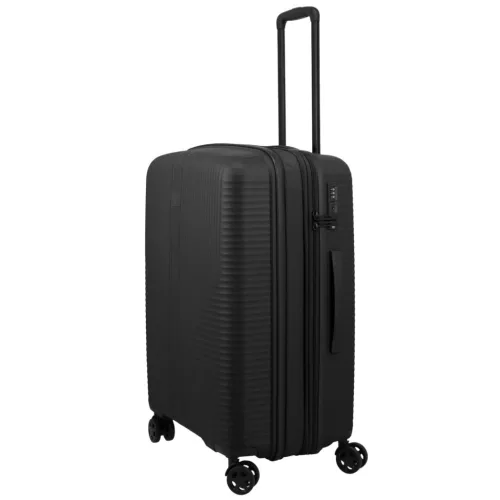 Air Stripe M fekete bővíthető közepes méretű bőrönd