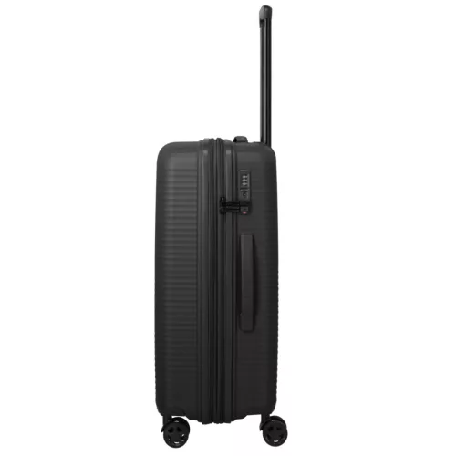 Air Stripe M fekete bővíthető közepes méretű bőrönd