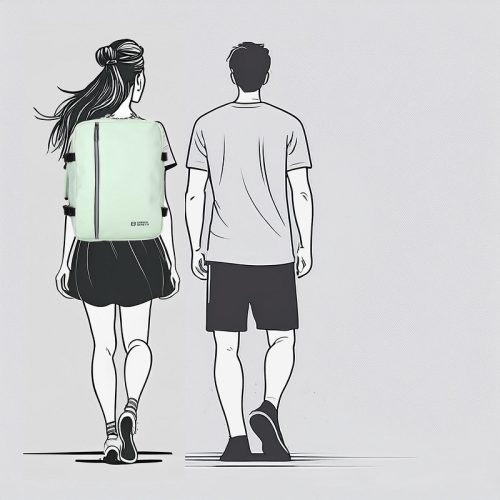 56004 világos zöld Wizzair hátizsák és kabintáska